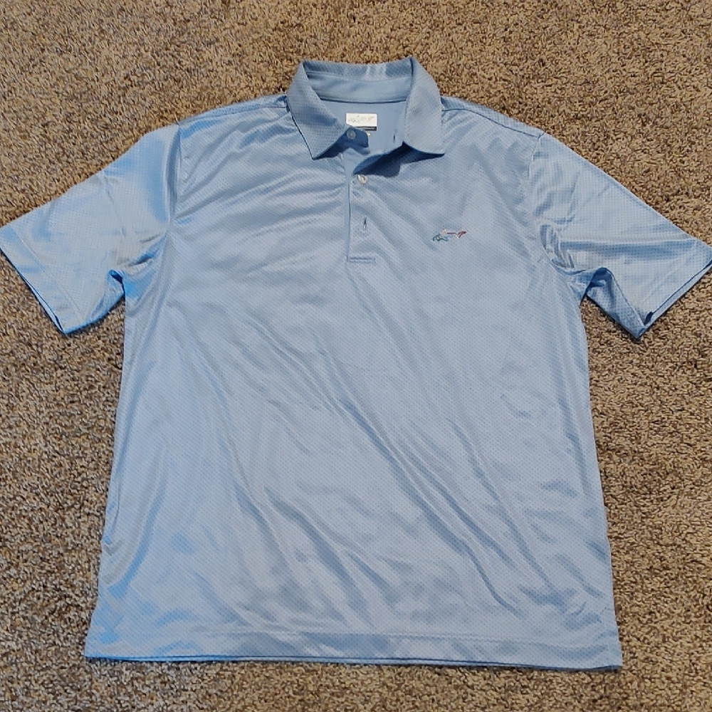 Greg Norman Collection Light Blue Patterned Performance Polo